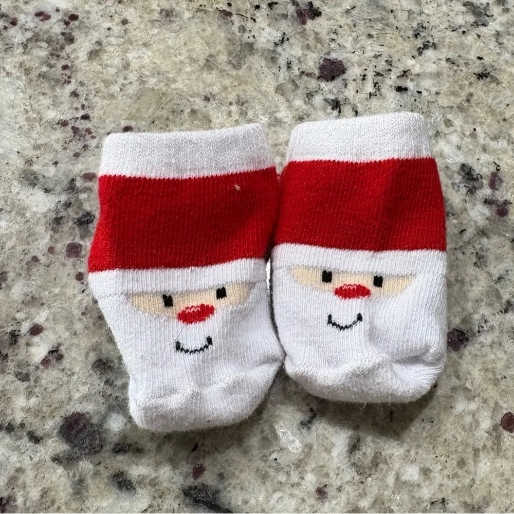 Santa slip on socks infant sized unbranded GUC